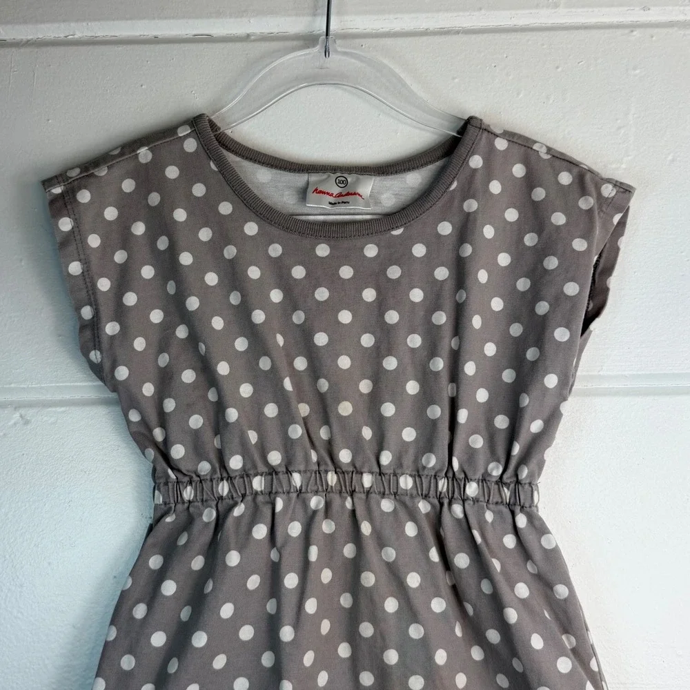 Hanna‎ Andersson 100 4T Gray White Polka Dot Dress 100% Cotton